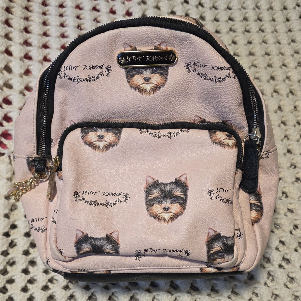 Betsey Johnson Blush Dog Pattern Backpack